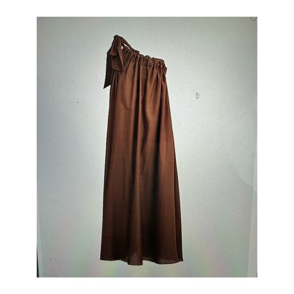 NEW J.Crew One-shoulder Brown beach dress in cotton voile size Med - Picture 1 of 5
